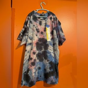⚡️ Acid Wash Tie Dye Blue Black Pink Speckle Psychedelic US L Gildan NWT ⚡️